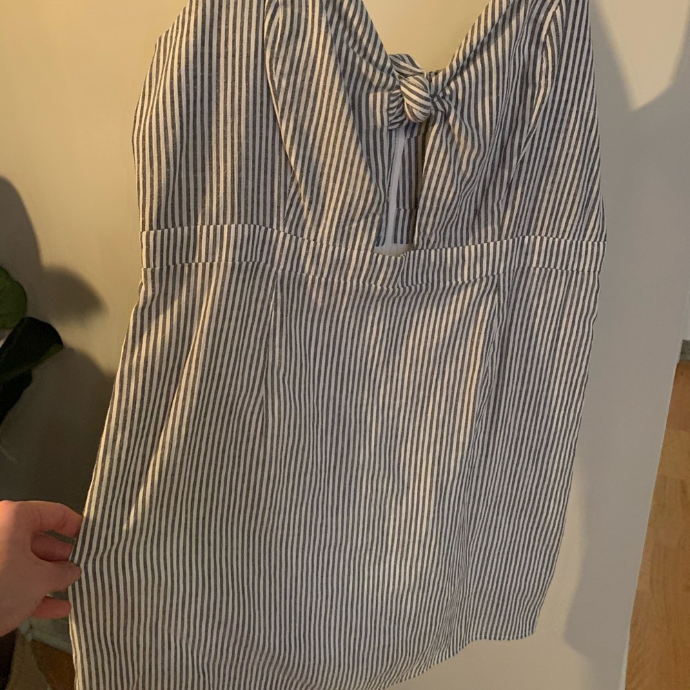 Grey striped mini with cut out